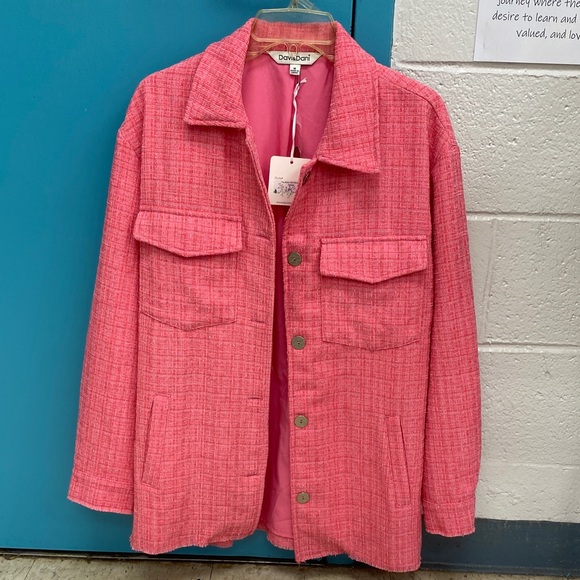 DAVI & DANI Jackets & Blazers - DAVI & DANI Pink Tweed Jacket